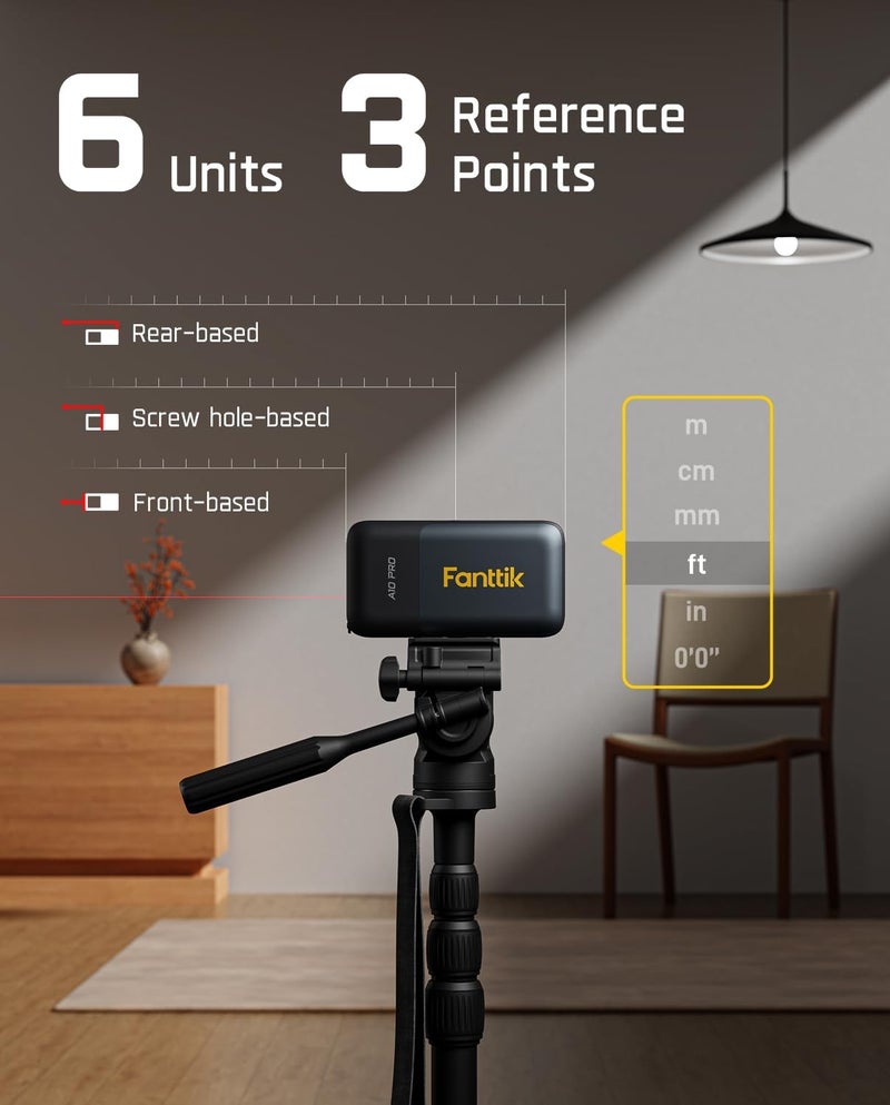 Fanttik A10 برو مقياس شريط ليزر رقمي 2 في 1 مع شاشة ملونة HD IPS، أداة قياس ليزر قابلة لإعادة الشحن بطول 165 قدم وشريط قياس بطول 9.8 قدم، 6 وحدات قابلة للاختيار، للمسافة/المساحة/الحجم - Image 4